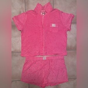 Juicy Couture Sleepwear Pink Terry Clothish Women’s Loungewear Pajama Set; XL